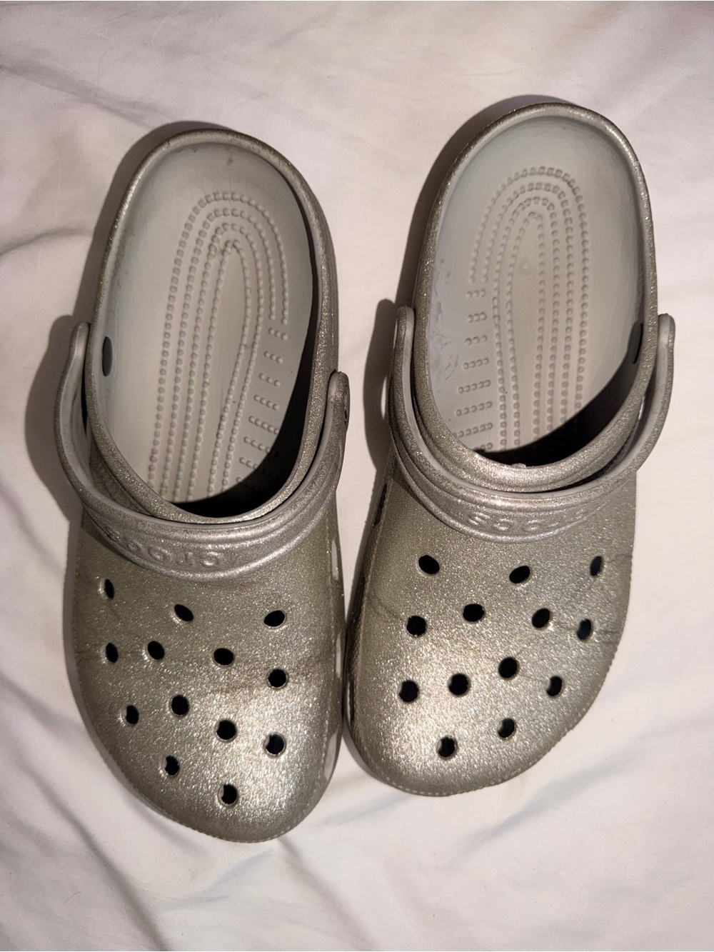CROCS' Classic Clog in Metallic Silver Glitter